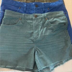 Women's Corduroy Shorts - Blue and Teal and Green lot of 3